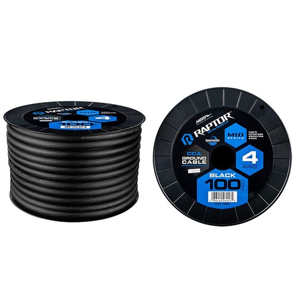 Raptor 4 AWG/100' POWER CABLE, BLACK CCA R4BK4100